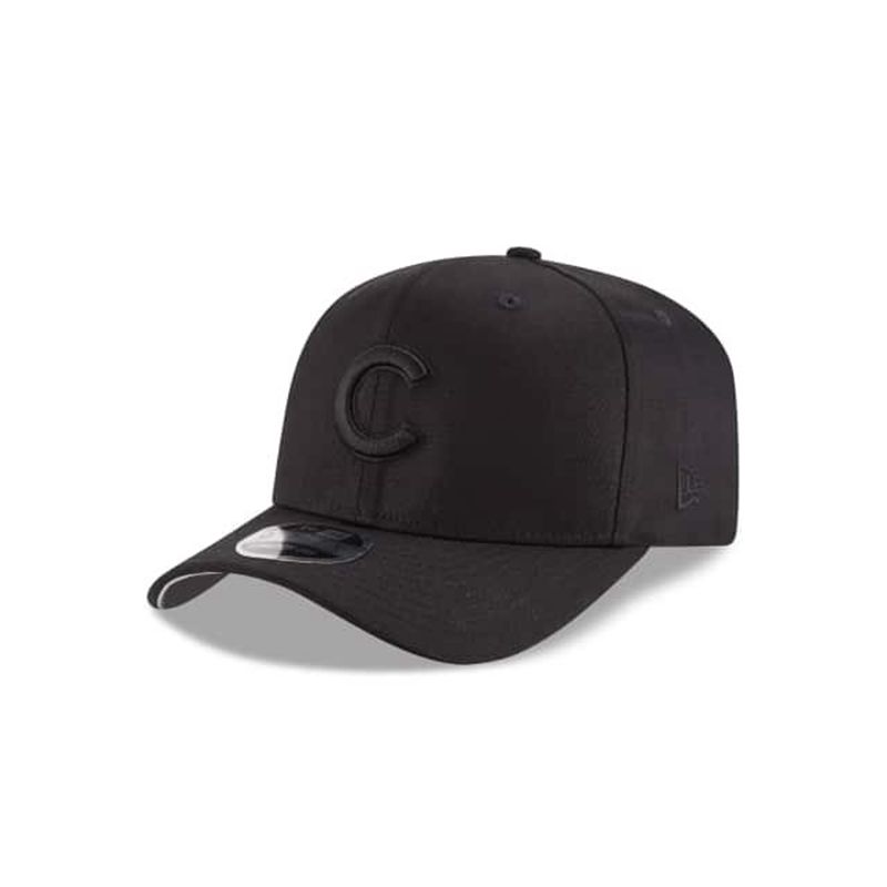 MLB Chicago Cubs Black On Black Stretch Snap 9Fifty Snapback (NSY7960) - Black New Era Caps